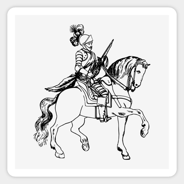 Medieval Knight on Horseback Sticker by Vintage Sketches